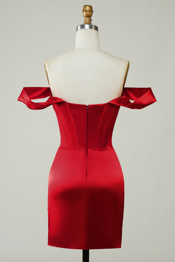 Rojo Fuera del Hombre Vestido Corto Asimétrico